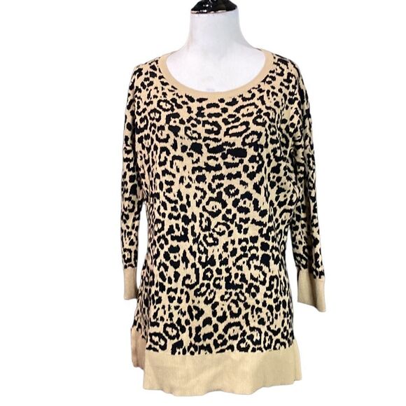 Banana Republic Leopard 3/4 Sleeve Sweater Tunic Top - Picture 1 of 8